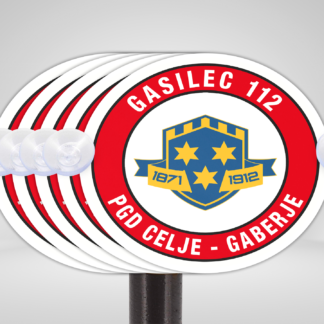 Značka - Nalepka - PGD - Gasilec 112 z imenom in znakom društva